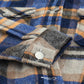 Blue Button Up Flannel Shacket with Flap Pocket