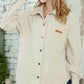 Beige Corduroy Buttoned Front Pocketed Shacket