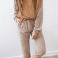Brown Colorblock Corded Slouchy Top and Pants Set