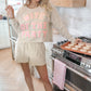 Apricot Letter Embroidered Sweatshirt and Shorts Loungewear Set