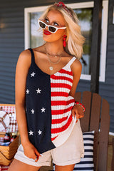 Red Stars and Stripes Patriotic Flag Pattern Knitted Tank