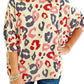 White Plus Size Colorful Leopard Print Batwing Sleeve Top