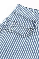 Light Blue Stripe Casual Mid Waist Bell Pants
