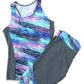 Multicolor Sleeveless Top and Cropped Pants Tankini Swimsuit