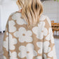 Khaki Floral Pattern Drop Sleeve Cropped Sweater