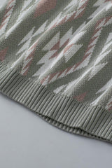 Laurel Green Tribal Geometric Pattern Knit Tank Top