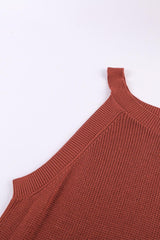 Maroon Sleeveless Slim Fit Knitted Long Tank Top for Women