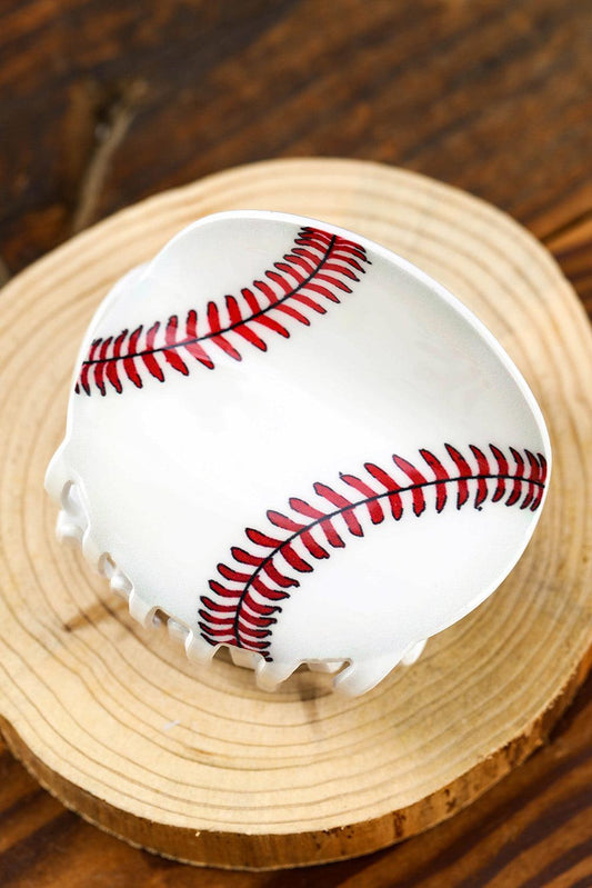 White Baseball Pattern Acrylic Large Hair Claw Clip