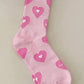Pink Textured Sweetheart Print High Ankle Socks