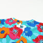 Multicolor Floral Print Mandarin Collar Short Sleeve Tunic Dress