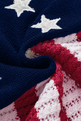 Red Stars & Stripes Flag Pattern Patchwork Knit Tank Top