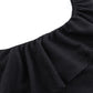 Black Textured Ruffle Trim Sleeveless One Shoulder Top