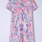 Multicolor Abstract Print Tie Back Short Sleeve Casual T Shirt Dress