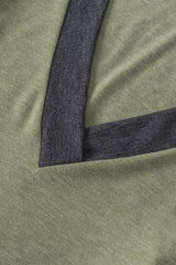 Moss Green Contrast V Neck Button Cuffed Long Sleeve Top
