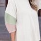 White Pit-striped Colorblock Drop Sleeve Top