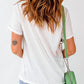 White St Patricks Day Sequin Clover Patch Graphic Tee