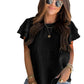 Black Textured Tiered Ruffle Casual Short Sleeve Top
