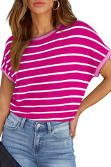 Rose Stripe Knitted Dolman T Shirt