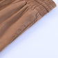 Brown Casual Drawstring Shirred Elastic Waist Wide Leg Pants