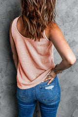 Light Pink Waffle Knitted Tank Top for Women