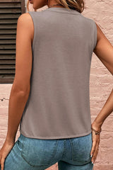Black Solid V Neck Pleated Sleeveless Shirt