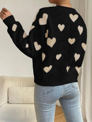 Women Sweaters Heart Drop Shoulder