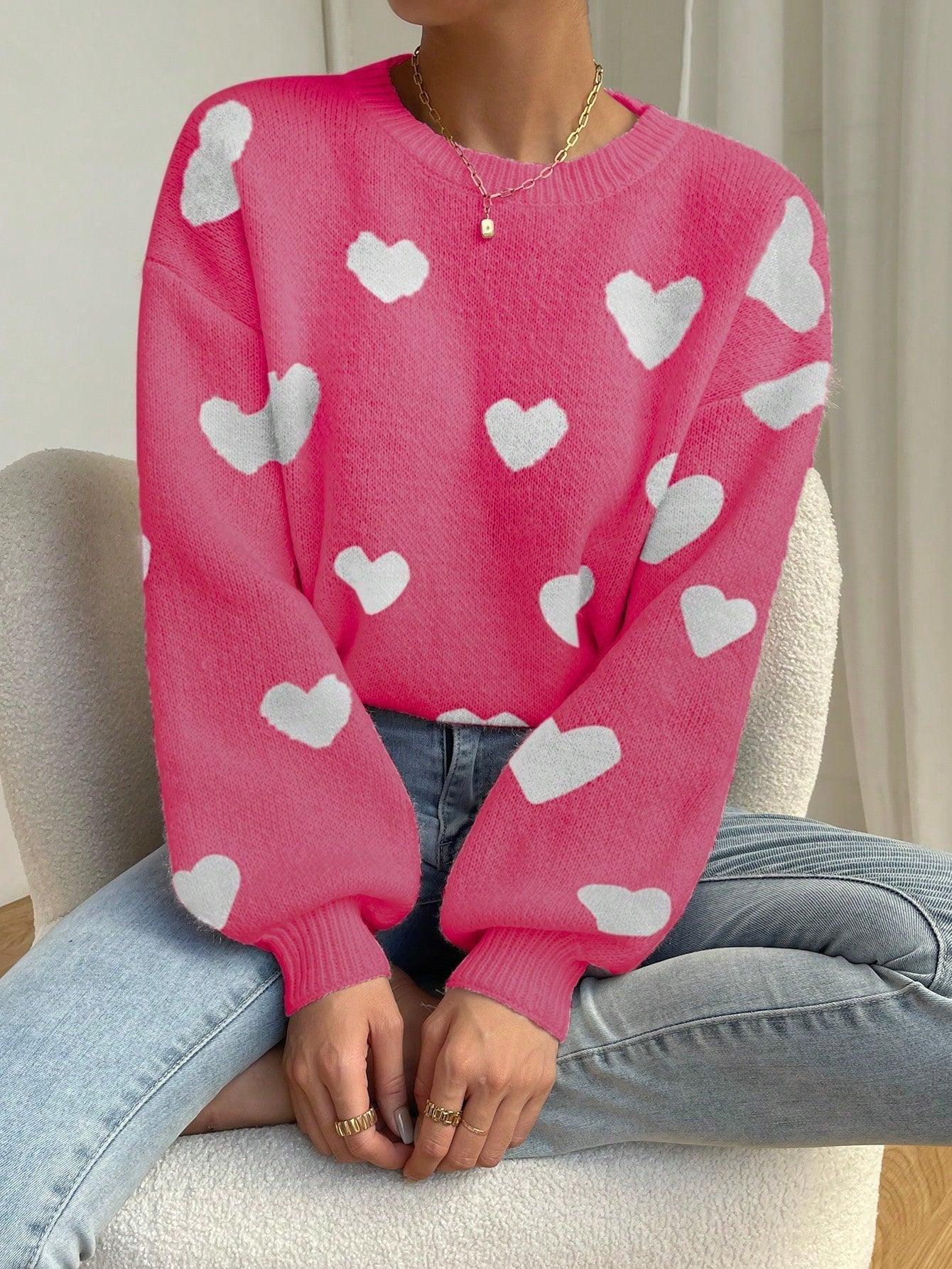 Women Sweaters Heart Drop Shoulder