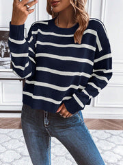 Women Sweaters Knitwear Striped Drop Shoulder