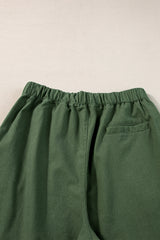 Fern Green Elastic Waist Casual Wide Leg Pants
