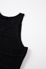 Black Hollow Out Crochet Slits Cover Up Dress