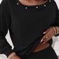 Black Beaded Decor Pullover And Jogger Pants Set