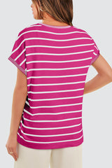 Rose Stripe Knitted Dolman T Shirt