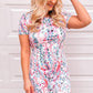 Multicolor Abstract Print Tie Back Short Sleeve Casual T Shirt Dress