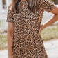Casual Short Sleeve A-Line Crewneck Leopard Print Dress