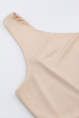 Nude Casual Sleeveless One Shoulder Tie Front Crop Top