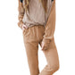 Khaki Colorblock Corded Slouchy Top and Pants Set