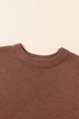 Coffee Mock Neck Short Batwing Sleeve Sweater