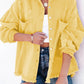 Yellow Distressed Raw Hem Denim Jacket with Chest Pockets