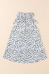 White Leopard Animal Spotted Print Backless Sleeveless Top