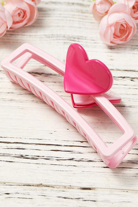 Pink Valentines Minimalist Heart Detail Hair Claw