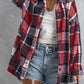 Red and Grey Button Up Flannel Plaid Shacket