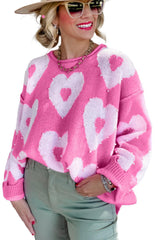 Bonbon Pearl Beaded Heart Drop Shoulder Sweater