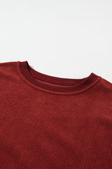 Racing Red Ribbed Corduroy Oversized Sweatshirt