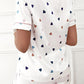 White Heart Print Pocket Shirt & Elastic Shorts Lounge Set
