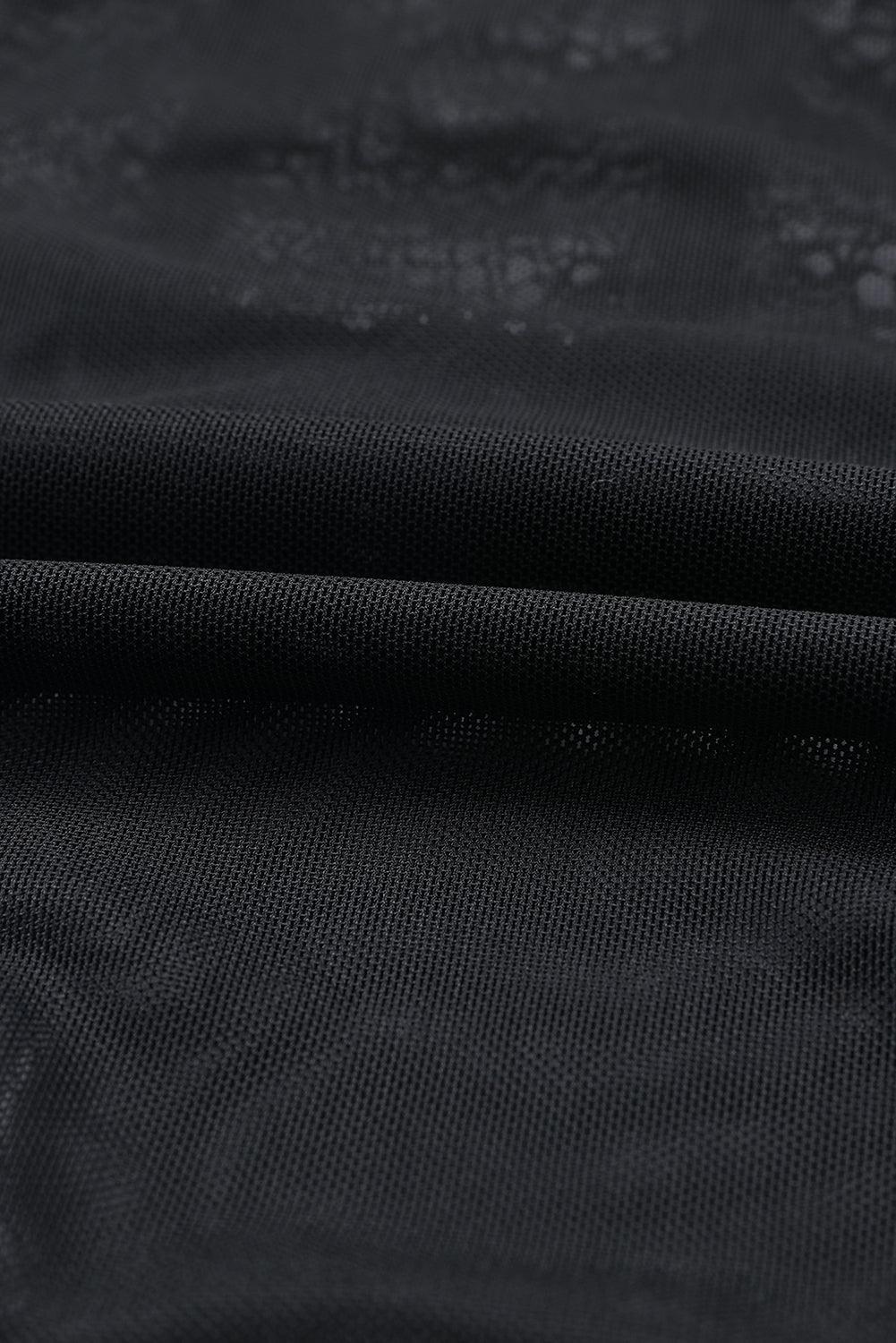 Black Spaghetti Straps Lace Panel Bodysuit - Ninonine