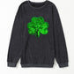 Black Sequin Embroidered Clover Corded Graphic Sweatshirt