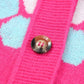 Pink Floral Pattern Drop Shoulder Button Up Cardigan