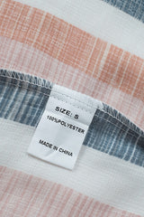Multicolor Stripes Split Neck Pleated Ruffled Short Sleeves Top
