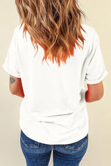 White Chenille AMERICA Graphic Crewneck T Shirt