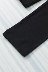 Black Sequin Patch Chest Pocket Raglan Sleeve Top